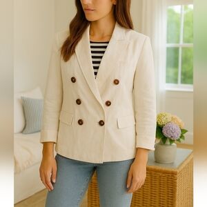 Vineyard Vines Double Breasted Linen  Blazer In White Cap $298 Nautical Preppy